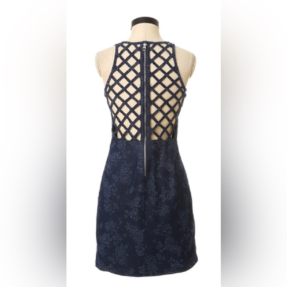 Dark denim dress with flowers - small - Picture 3 of 6